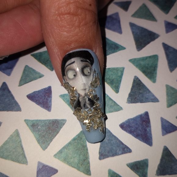 A Corpse bride blue summer press on  uv gel nails pPN51 - Picture 4 of 7